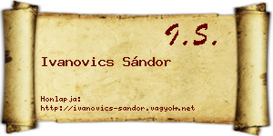 Ivanovics Sándor névjegykártya